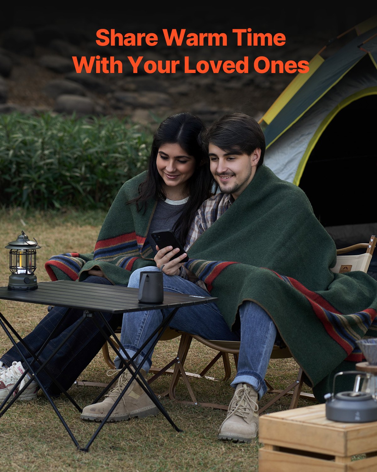 Wool Camping Blanket 1.62 m x 2.23 m for Camping Hiking Travel Texture