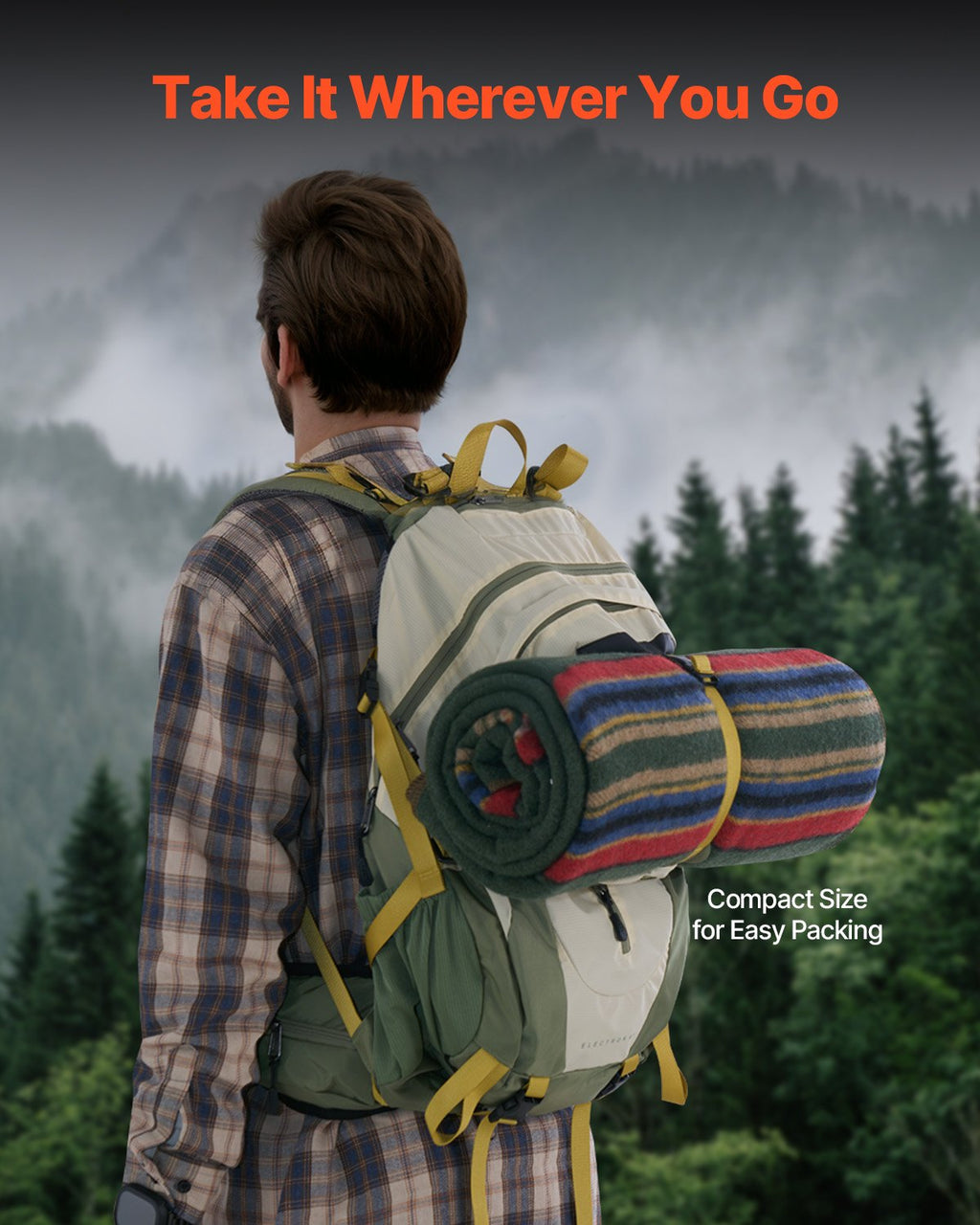 Wool Camping Blanket 1.62 m x 2.23 m for Camping Hiking Travel Texture
