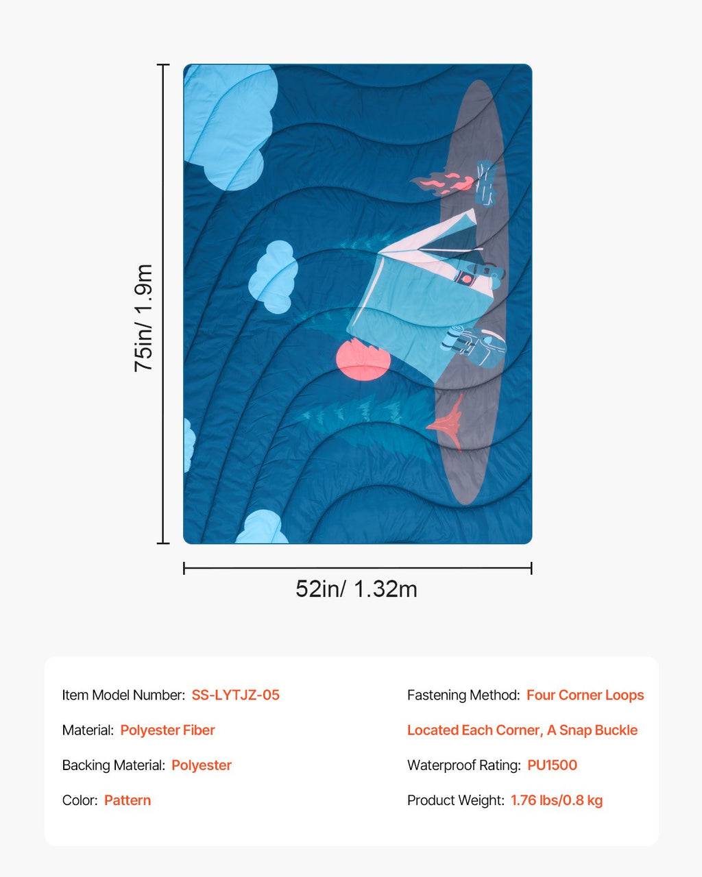 Wearable Camping Blanket – 190 × 132 cm