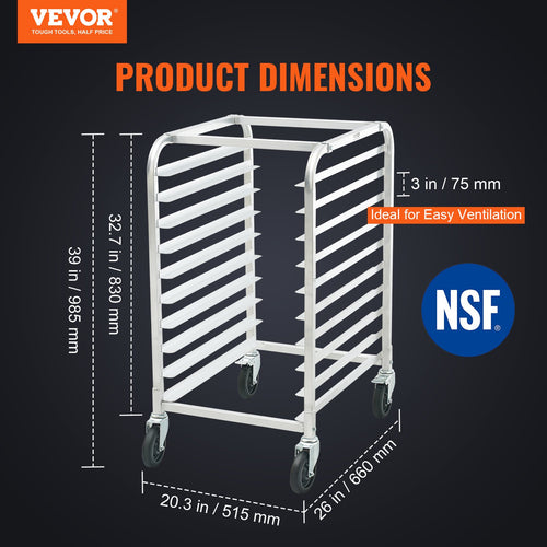 10-Tier Commercial Aluminium Bun Pan Rack