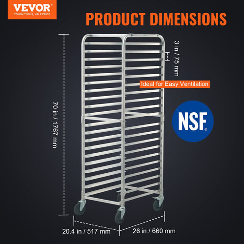 20-Tier Commercial Aluminium Bun Pan Rack