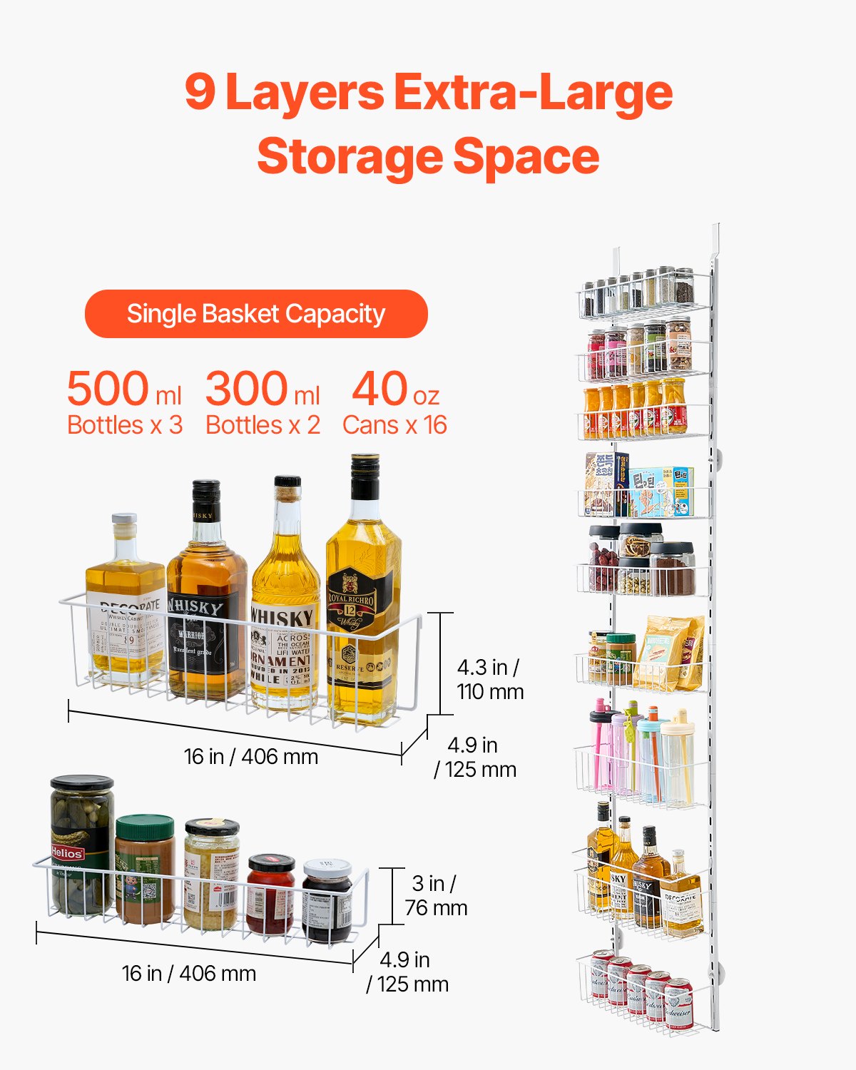 9-Tier Over-the-Door Pantry Organiser – White