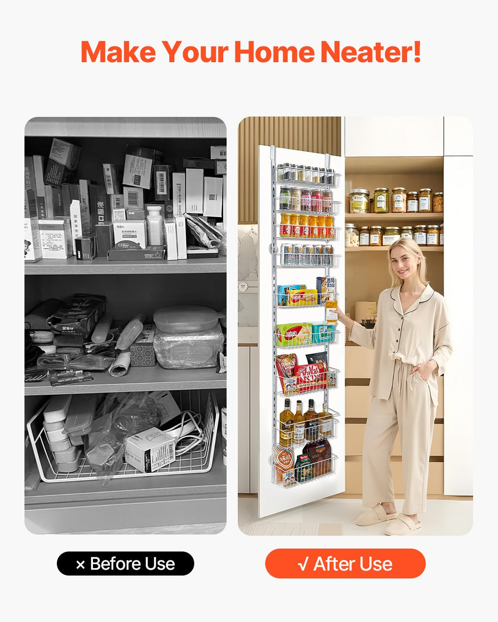 9-Tier Over-the-Door Pantry Organiser – White