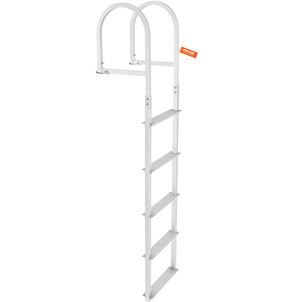 Dock Ladder, Removable 5 Steps, 227 kgs Load Capacity, Aluminum Alloy Pontoon Boat Ladder with 3.1'' Wide Step & Nonslip Rubber Mat, Easy to Install for Ship/Lake/Pool/Marine Boarding