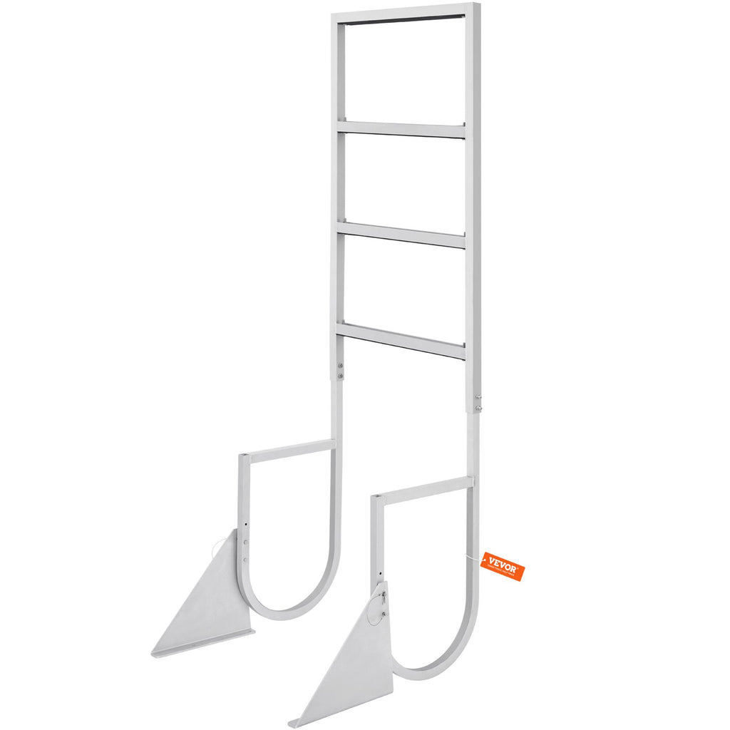 Dock Ladder, Flip-Up 4 Steps, 159 kg Load Capacity, Aluminum Alloy Pontoon Boat Ladder with 50.8 mm Wide Step & Nonslip Rubber Mat, Easy to Install for Ship/Lake/Pool/Marine Boarding