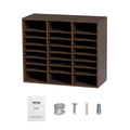 Wood Literature Organizer Adjustable File Sorter 24 Compartments Brown