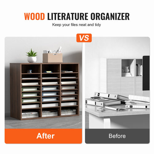Adjustable 24-Compartment Literature Organiser – Brown