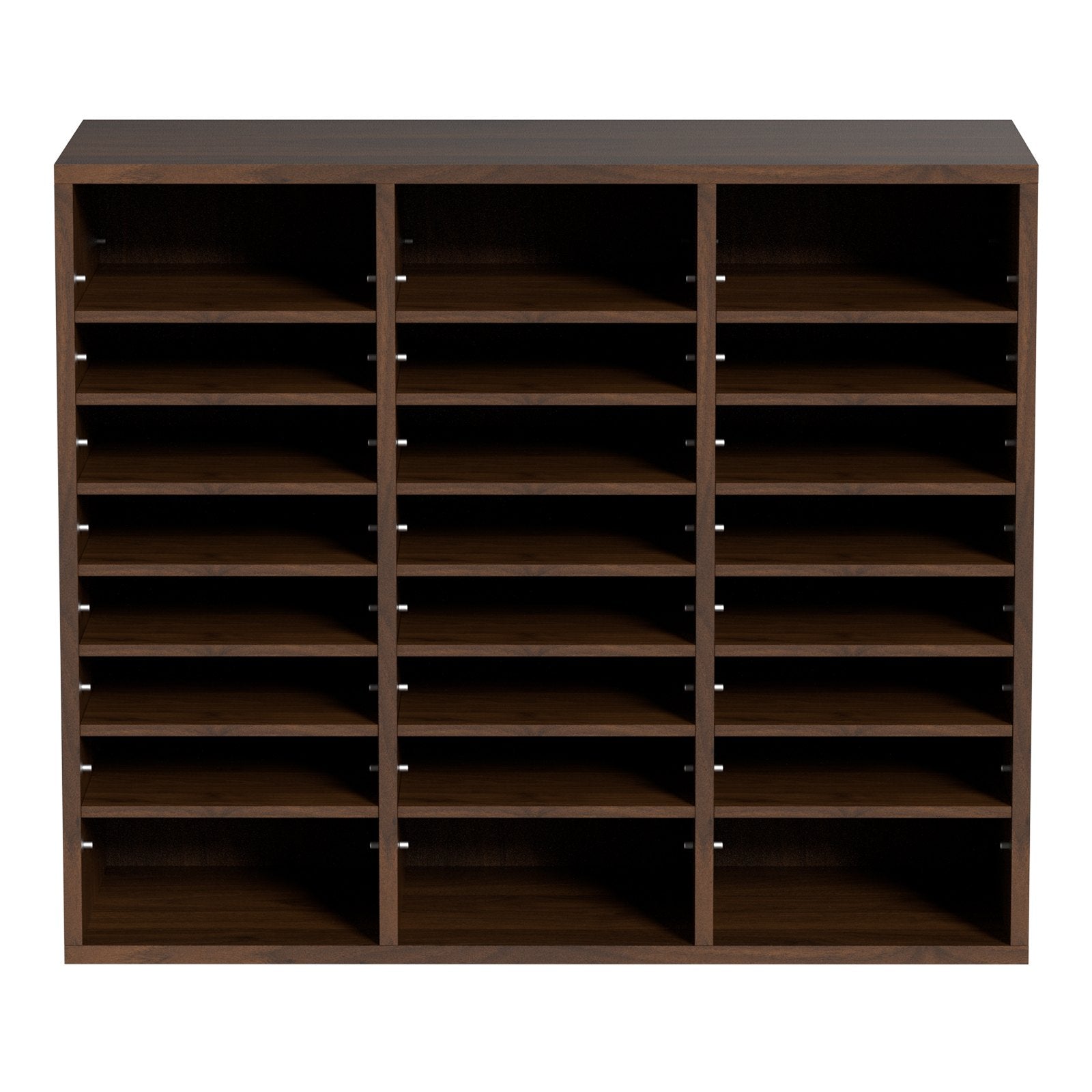 Wood Literature Organizer Adjustable File Sorter 24 Compartments Brown