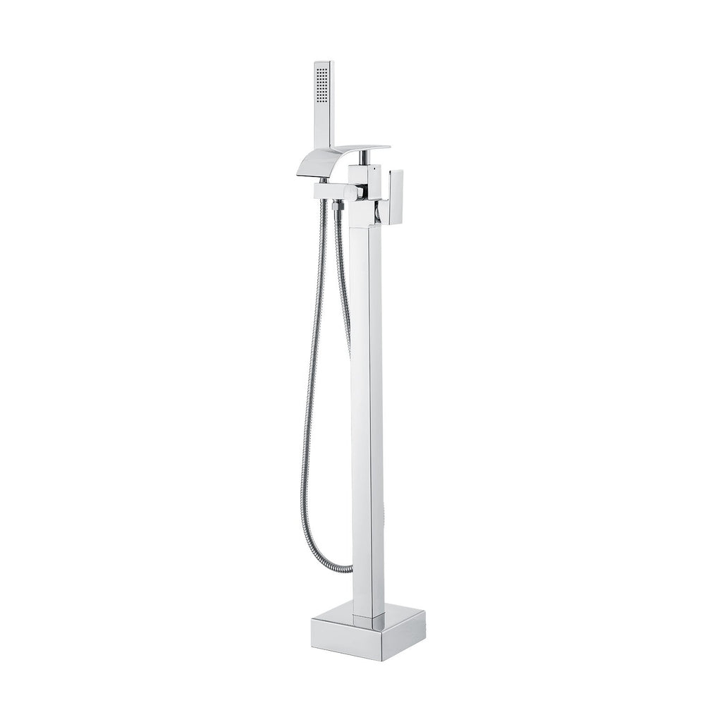 Freestanding Bathtub Faucet, Floor Mount, Freestanding Tub Filler, Shower Mixer Taps, Two Water Modes, 360° Swivel Spout, for Bathing & Showering Pet Bathing Cleaning Drains Toilet Flushing