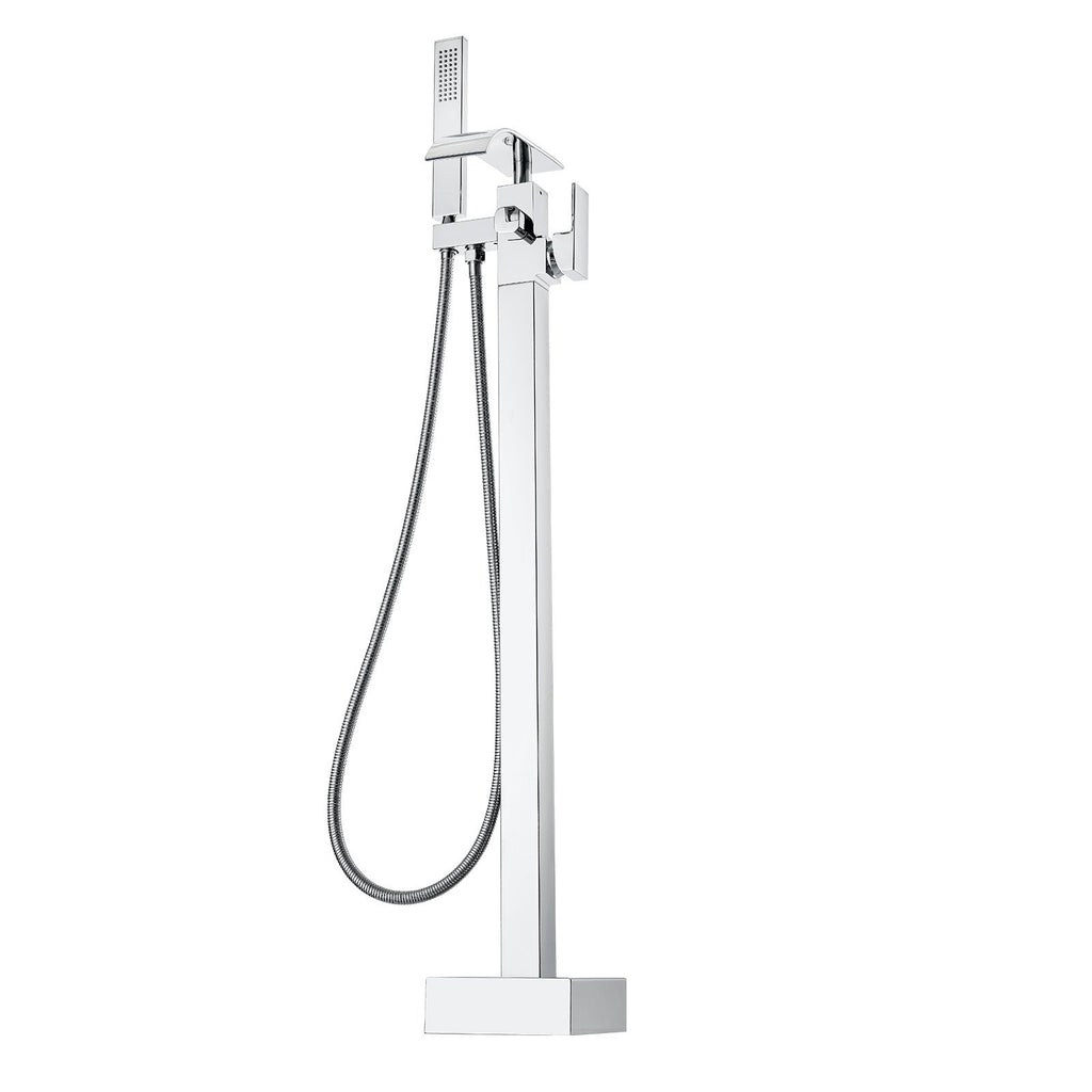Freestanding Bathtub Faucet, Floor Mount, Freestanding Tub Filler, Shower Mixer Taps, Two Water Modes, 360° Swivel Spout, for Bathing & Showering Pet Bathing Cleaning Drains Toilet Flushing