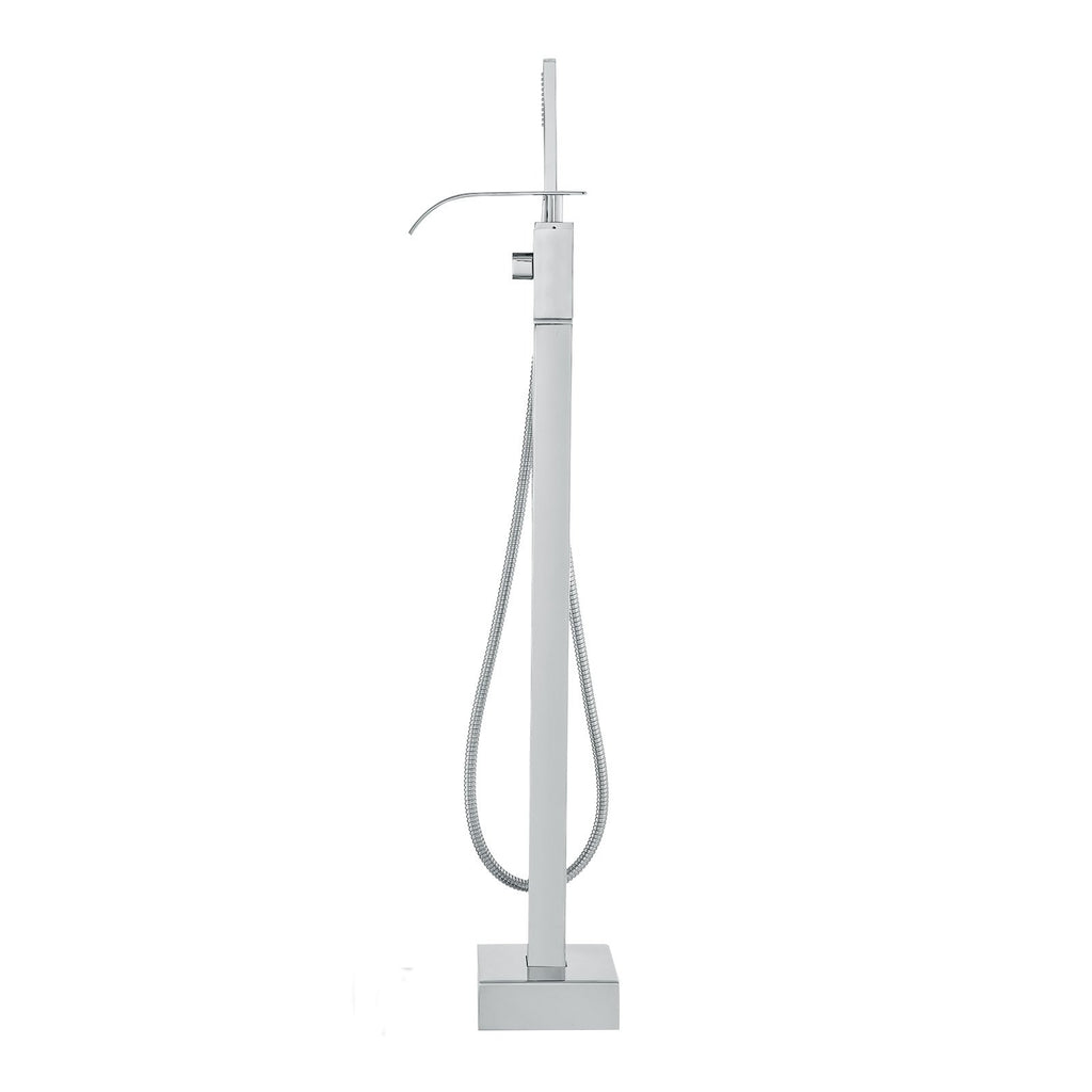 Freestanding Bathtub Faucet, Floor Mount, Freestanding Tub Filler, Shower Mixer Taps, Two Water Modes, 360° Swivel Spout, for Bathing & Showering Pet Bathing Cleaning Drains Toilet Flushing