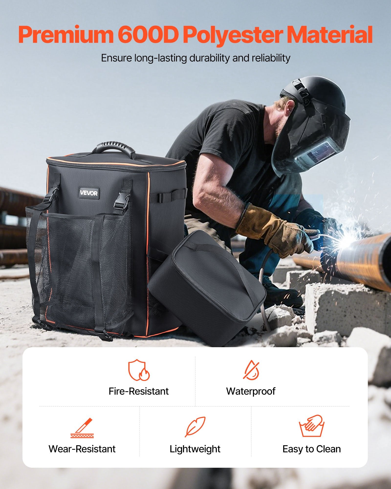 33L Welding Backpack 600D Polyester Welder Backpack for Tools and Helmet
