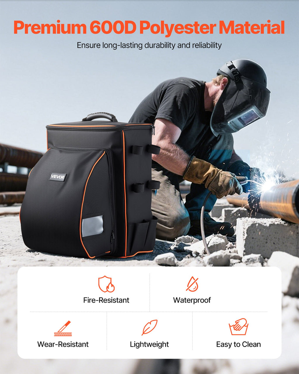 35.6L Welding Backpack 600D Polyester Welder Backpack for Tools and Helmet