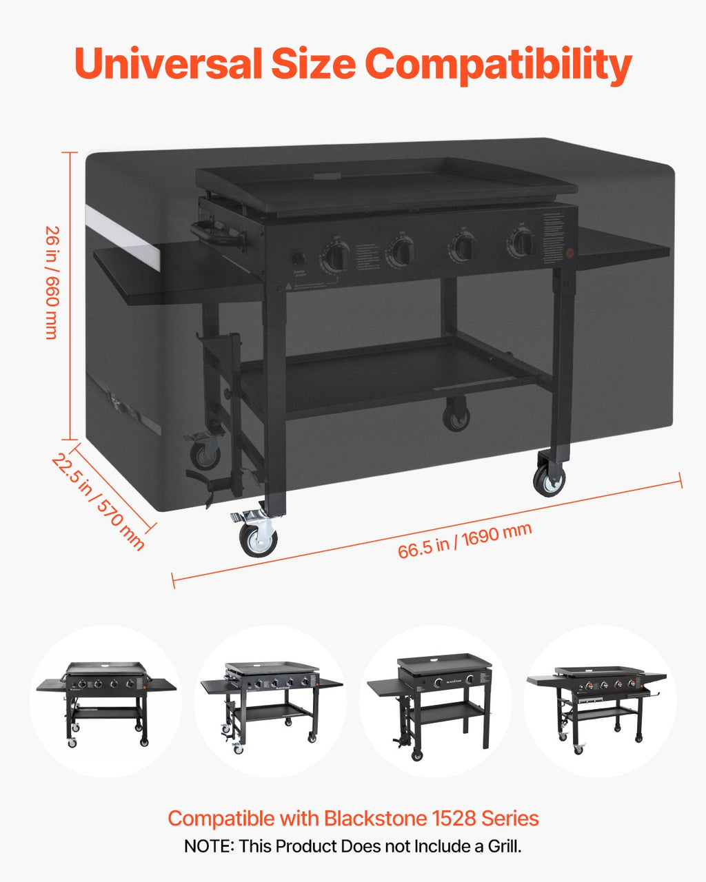 66 inch Grill Cover Heavy Duty BBQ Gas Grill Cover Outdoor Waterproof