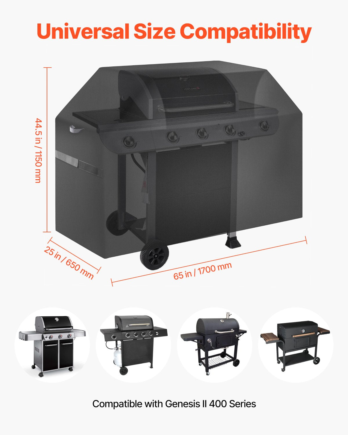65 inch Grill Cover Heavy Duty BBQ Gas Grill Cover Outdoor Waterproof