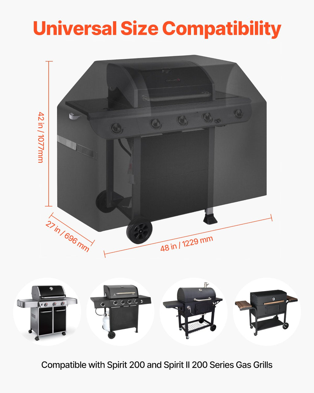 48 inch Grill Cover Heavy Duty BBQ Gas Grill Cover Outdoor Waterproof