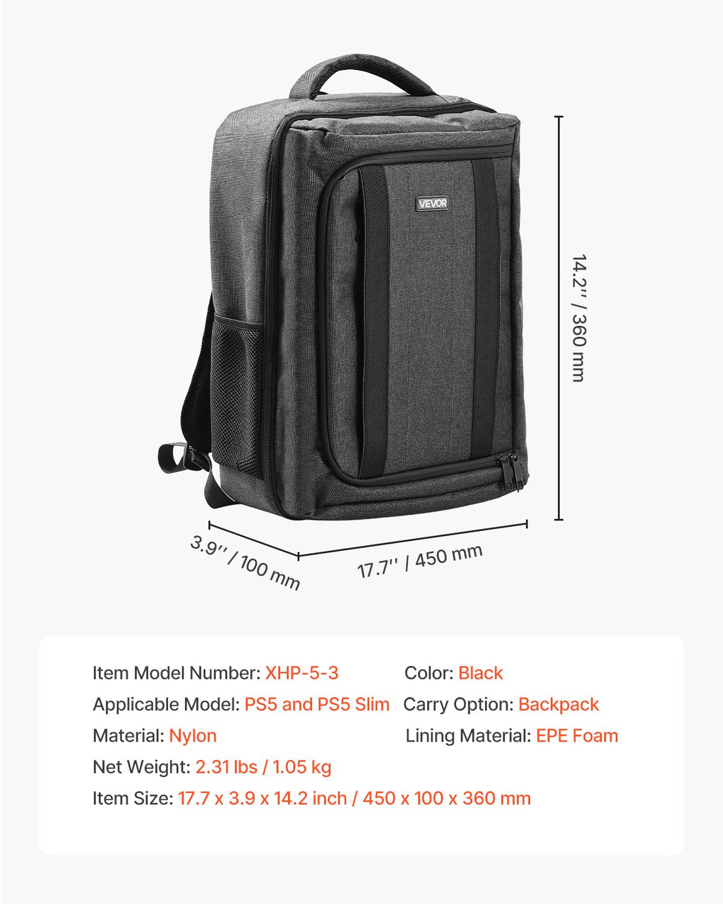 PS5 Backpack Dual Shoulder Travel Bag for Playstation 5 PS5 Slim Nylon