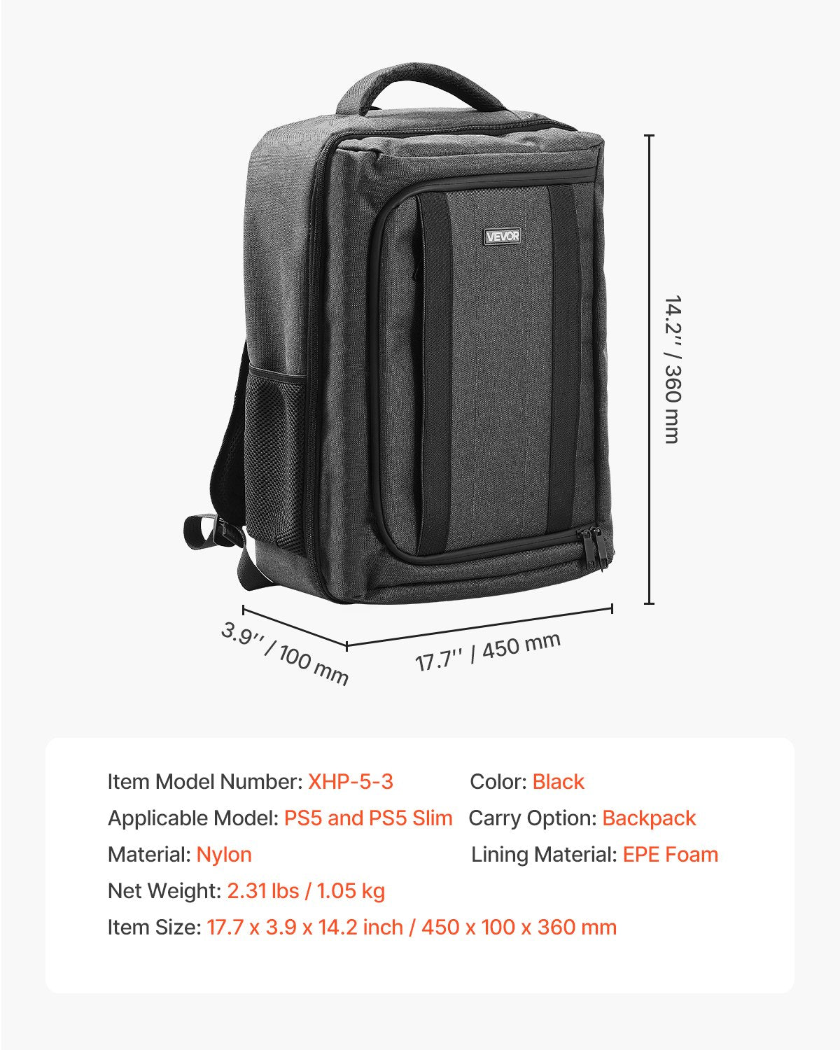 PS5 Backpack Dual Shoulder Travel Bag for Playstation 5 PS5 Slim Nylon