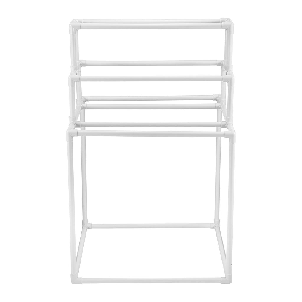 Towel Rack 8-Bar Outdoor PVC Towel Holder for Poolside Spa Bathroom White