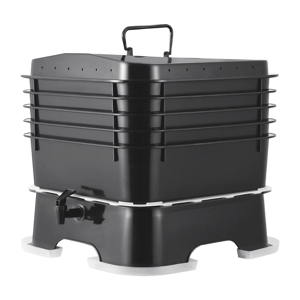 5-Tray Worm Composter, 50 L Worm Compost Bin Outdoor and Indoor, Sustainable Design Worm Farm Kit, for Recycling Food Waste, Worm Castings, Worm Tea, Vermiculture and Vermicomposting