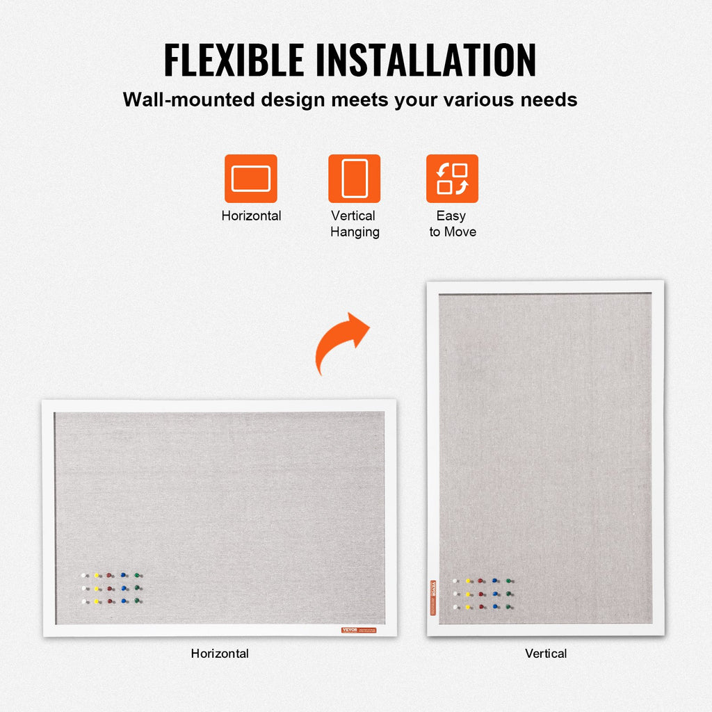 48"x36" White Cork Board with Linen Surface – Stylish Wall-Mounted Bulletin Board for Home, School, Office – Elegant & Functional Noticeboard