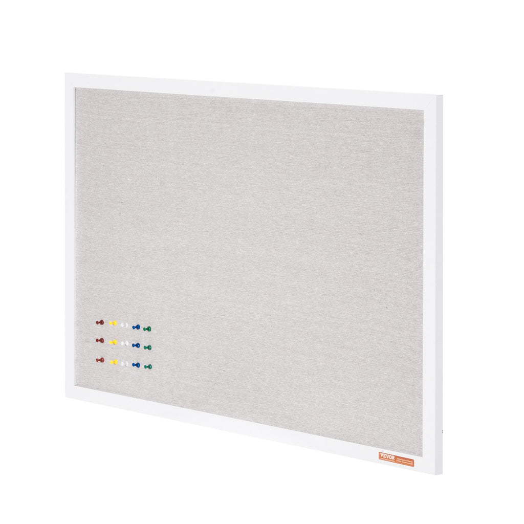 48"x36" White Cork Board with Linen Surface – Stylish Wall-Mounted Bulletin Board for Home, School, Office – Elegant & Functional Noticeboard