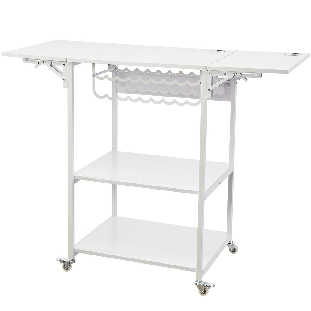 Heat Press Table 3Tier Movable Heat Press Stand Foldable with Wheels White