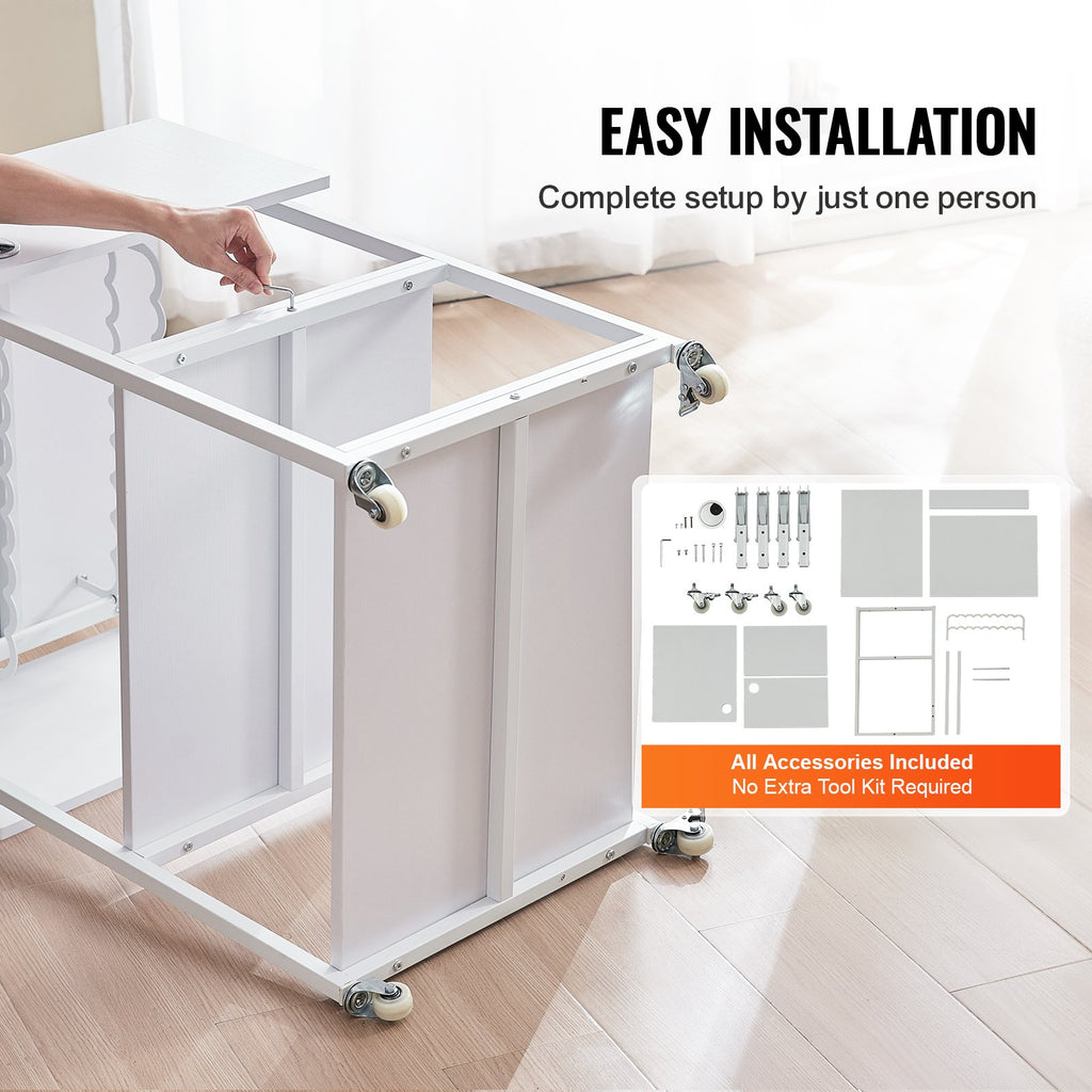 Heat Press Table 3Tier Movable Heat Press Stand Foldable with Wheels White
