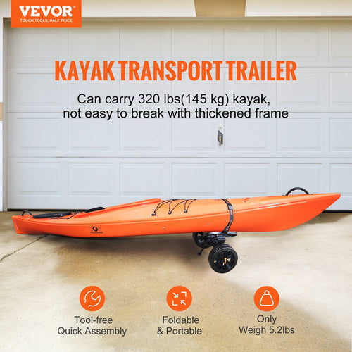 Adjustable Kayak and Canoe Cart – 320lb Load, 10-Inch Solid Tyres