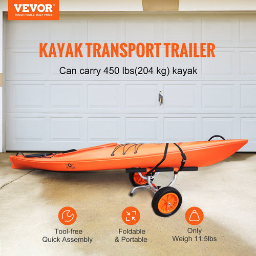 Adjustable Kayak and Canoe Cart – 204kg Load, 12 Inch Wheels