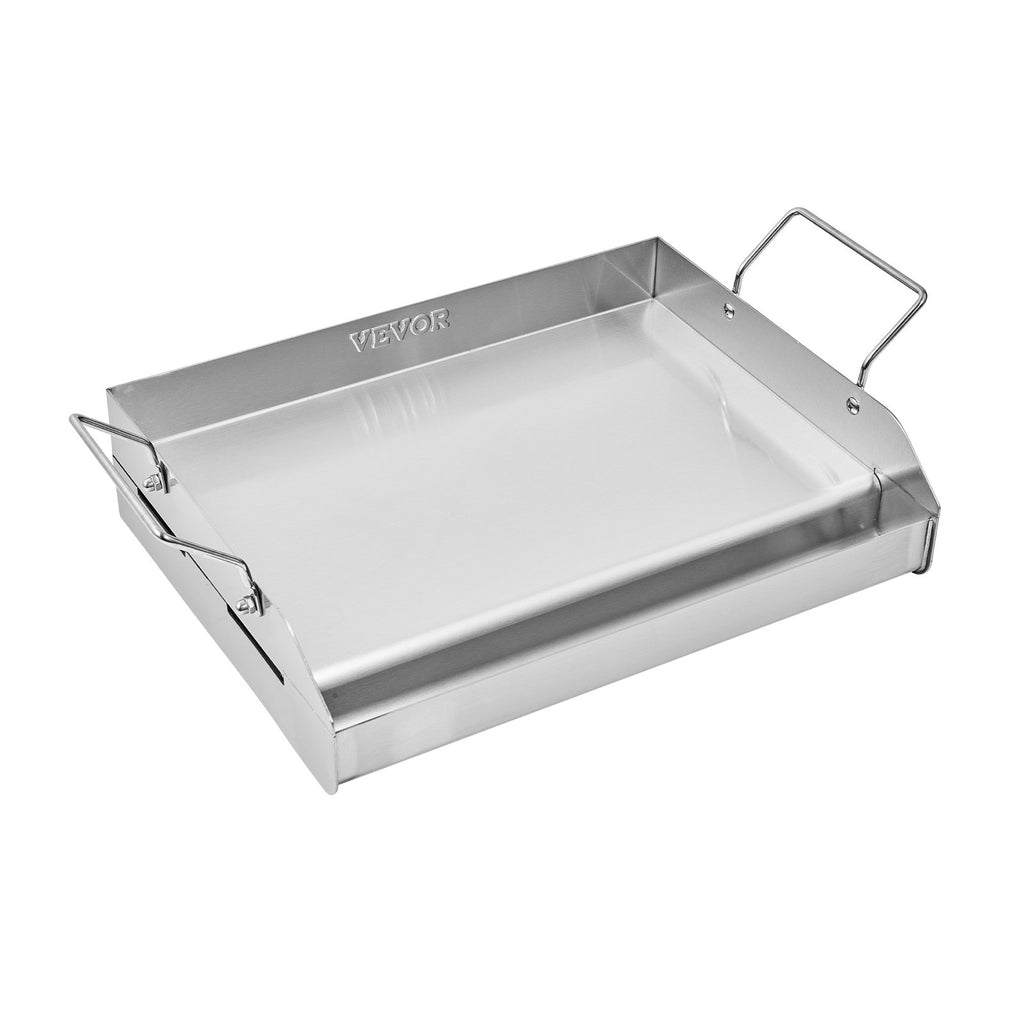 Stainless Steel Griddle, 17x13 inch Universal Flat Top Rectangular Plate, Gas Grill Griddle for BBQ Grill, Teppanyaki, Portable Family Cookware with Handle, for Camping Tailgating Party