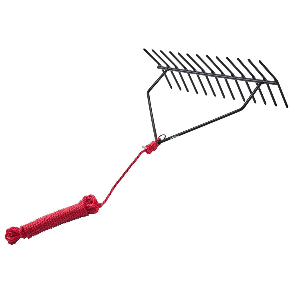 24 in Aquatic Weed Rake, 8.7 in Double Sided Lake Weed Rake, Pond Weeds Cutter with 30ft Rope, Tie Hole, No Assembly Required, Lightweight Muck Lilypad Clearing Tool for Pond, Lake, Rivulet