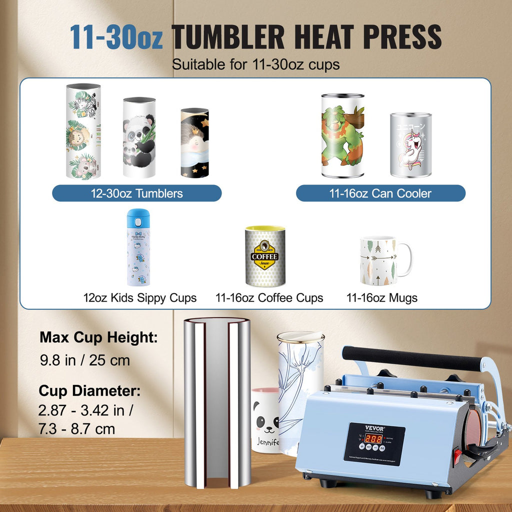 11–30oz Tumbler Heat Press Machine – Blue