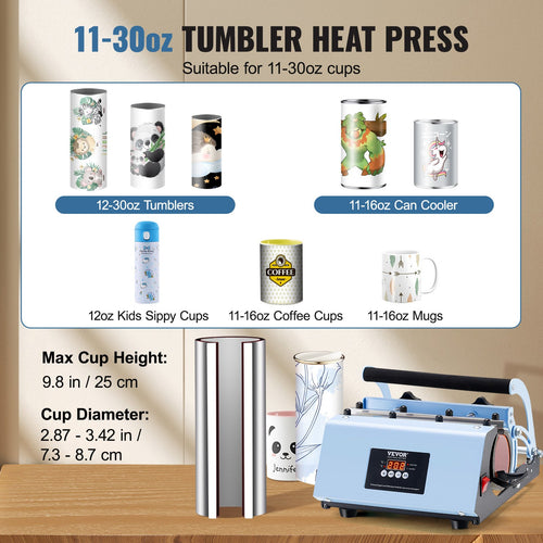 11–30oz Tumbler Heat Press Machine – Blue