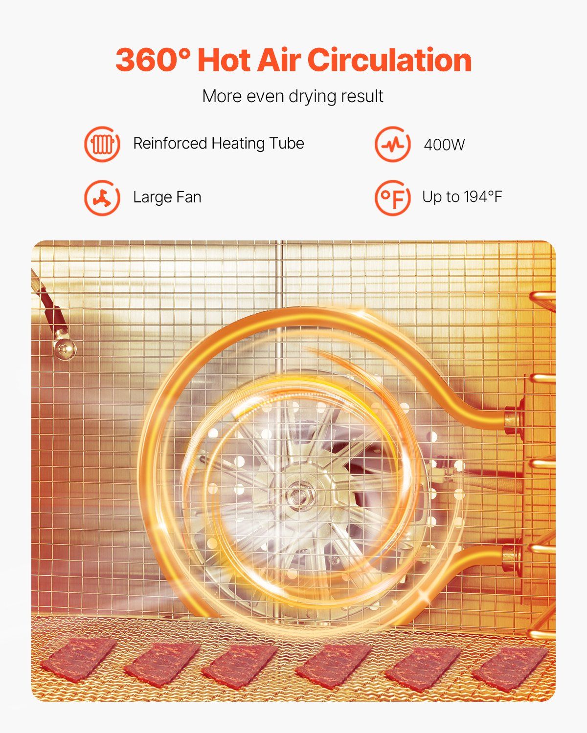 400W Food Dehydrator with 6 Stainless Steel Trays