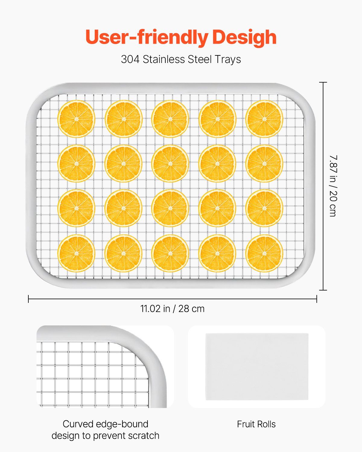 400W Food Dehydrator with 6 Stainless Steel Trays
