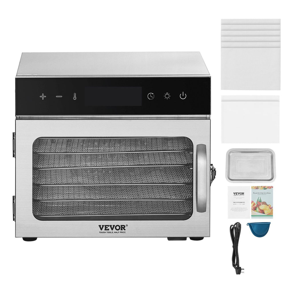 400W Food Dehydrator with 6 Stainless Steel Trays