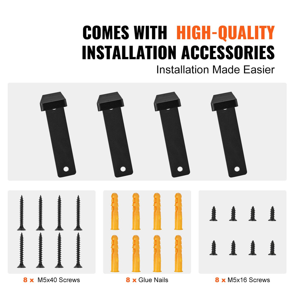 Shelf Bracket, Heavy Duty Floating Shelf Brackets 25.6 x 15.5 cm, 4 Pcs Brackets for Shelves, 5mm Thick Matte Black L Shelf Bracket,Steel Shelving Brackets with 72.6 kg Load Capacity
