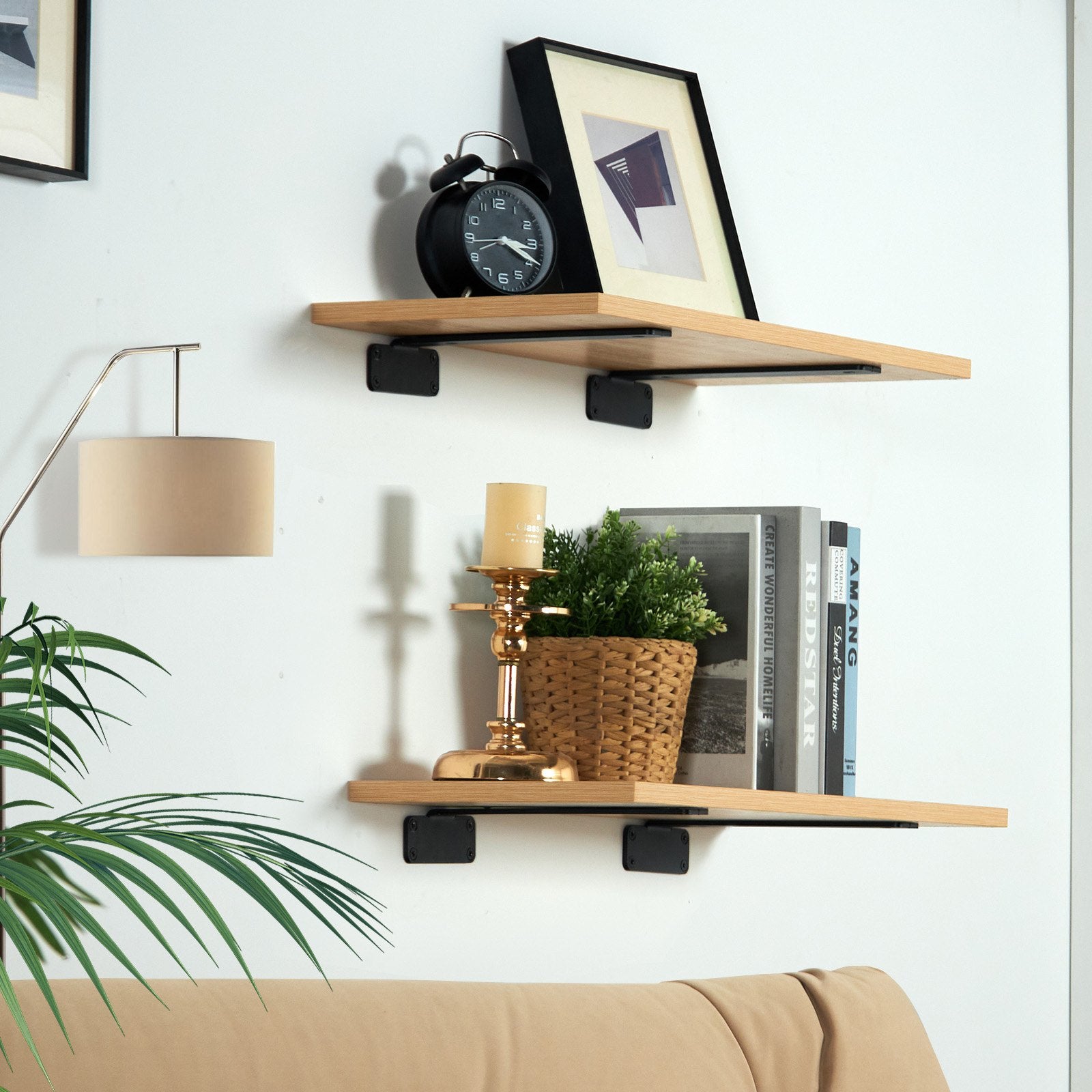 Shelf Bracket, 31cmL x 10cmW x 4.5cmH 6 Pcs, Heavy Duty Floating Shelf Brackets, Brackets for Shelves, 5mm Thick Matte Black L Shelf Bracket,Steel Shelving Brackets with 72.6 kg Load Capacity