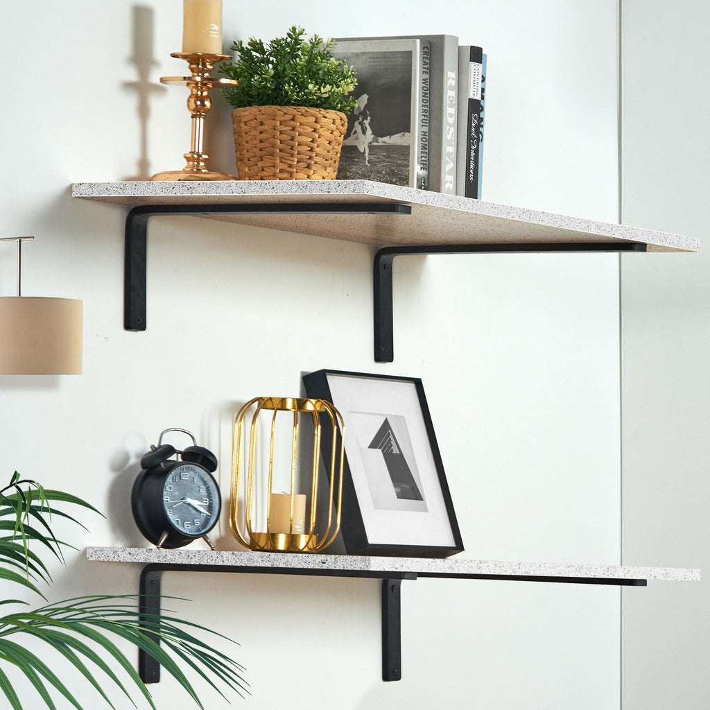 Shelf Bracket, 41 x 15.5 cm 4 Pcs, Heavy Duty Floating Shelf Brackets, Brackets for Shelves, 10mm Thick Matte Black L Shelf Bracket,Steel Shelving Brackets with 72.6 kg Load Capacity