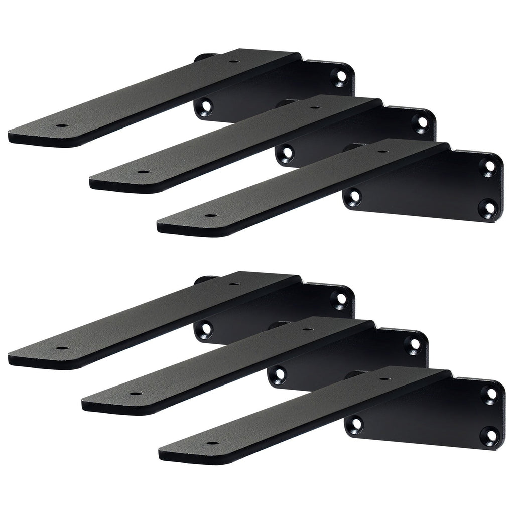 Shelf Bracket, 21cmL x 10cmW x 4.5cmH 6 Pcs, Heavy Duty Floating Shelf Brackets, Brackets for Shelves, 5mm Thick Matte Black L Shelf Bracket,Steel Shelving Brackets with 72.6 kg Load Capacity