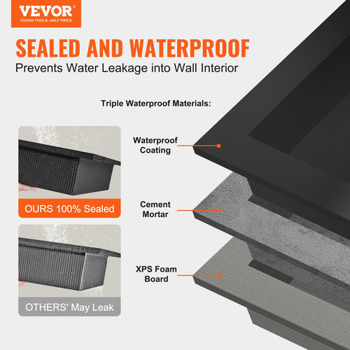 40.64 × 40.64cm Recessed Shower Niche – Single-Shelf, Black