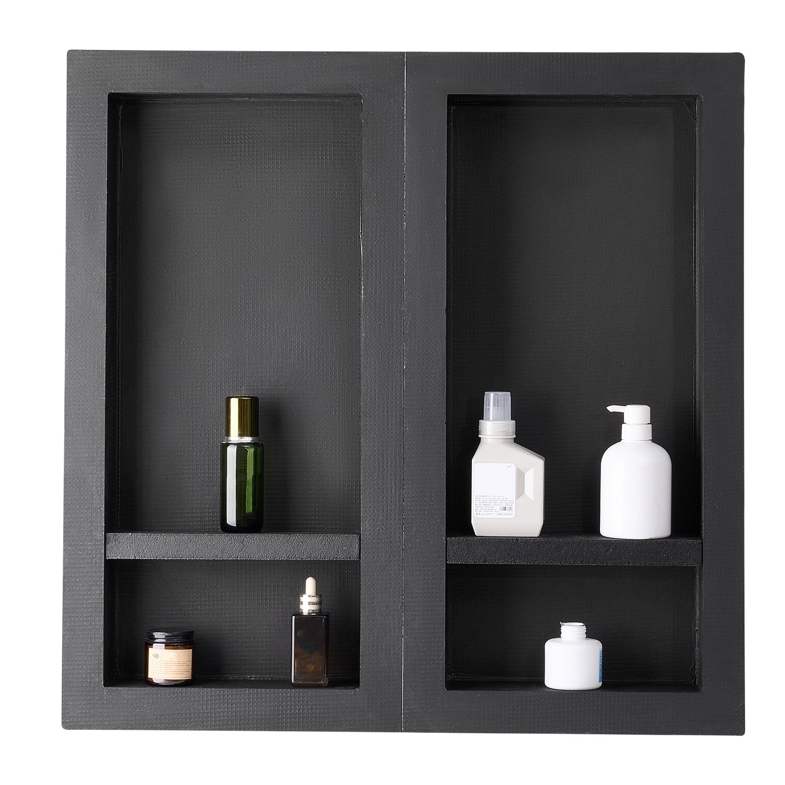 Shower Niche 40.6 x 81.3 + 40.6 x 81.3 cm Recessed Wall Shelf Bathroom