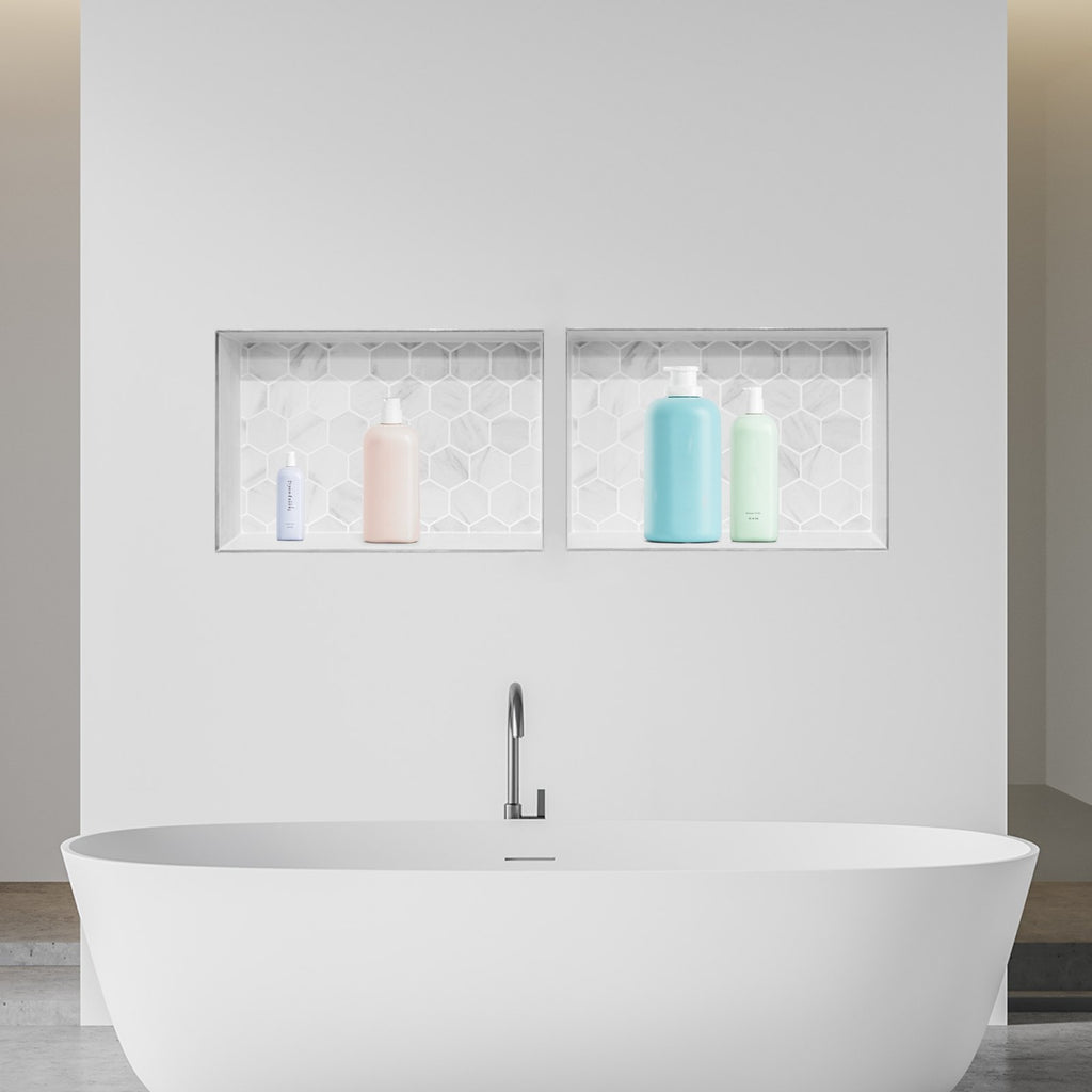 Shower Niche 40.6 x 61+40.6 x 61 cm Recessed Wall Organizer Bathroom