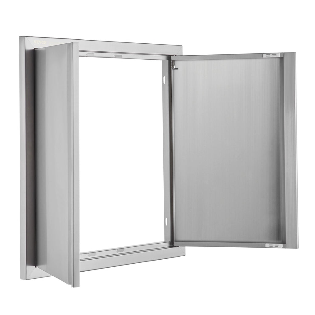 BBQ Access Door, 610x610 mm Double Outdoor Kitchen Door, Stainless Steel Flush Mount Door, Wall Vertical Door with Recessed Handles , for BBQ Island, Grilling Station, Outside Cabinet