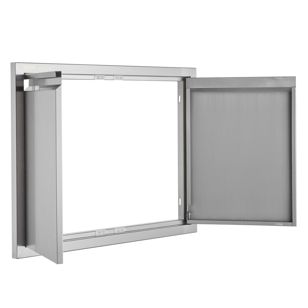 BBQ Access Door, 762x532 mm Double Outdoor Kitchen Door, Stainless Steel Flush Mount Door, Wall Vertical Door with Recessed Handles , for BBQ Island, Grilling Station, Outside Cabinet
