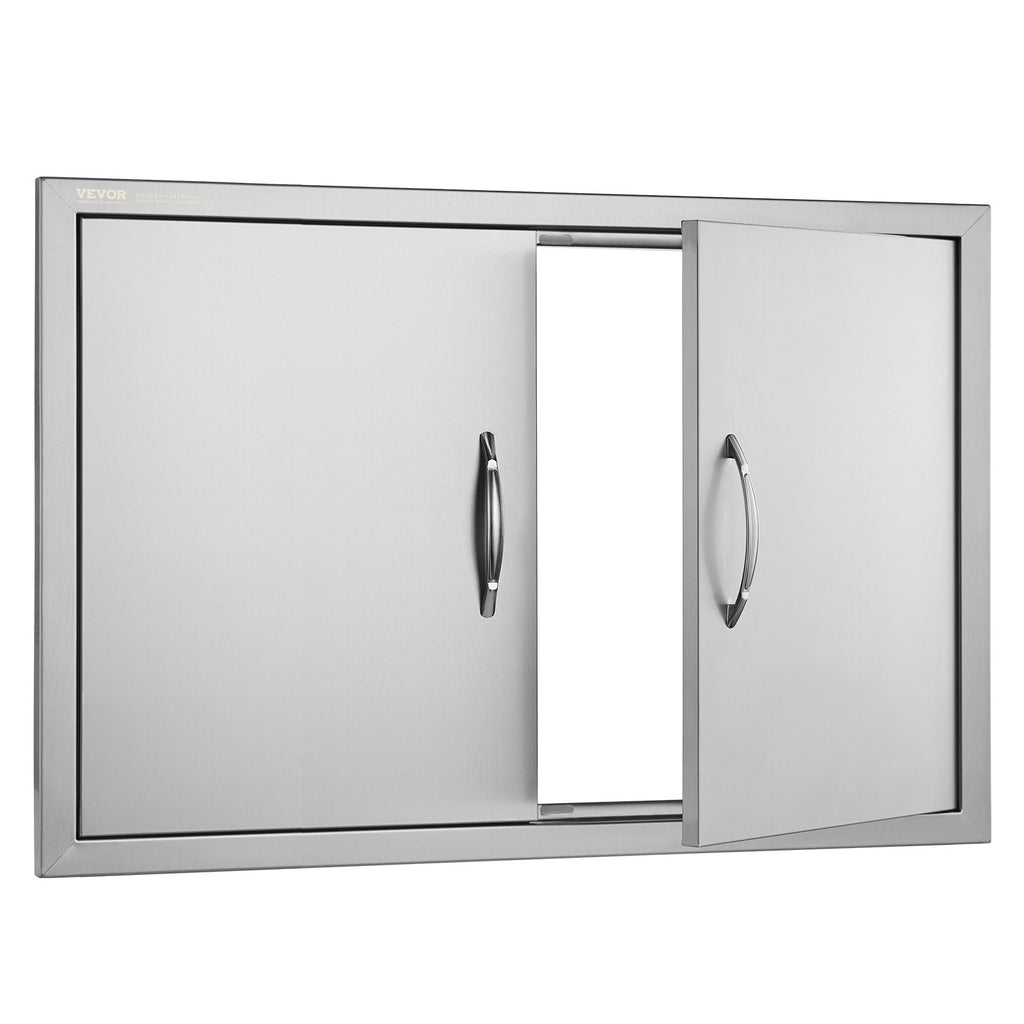 BBQ Access Door, 838x558 mm Double Outdoor Kitchen Door, Stainless Steel Flush Mount Door, Wall Vertical Door with Handles, for BBQ Island, Grilling Station, Outside Cabinet