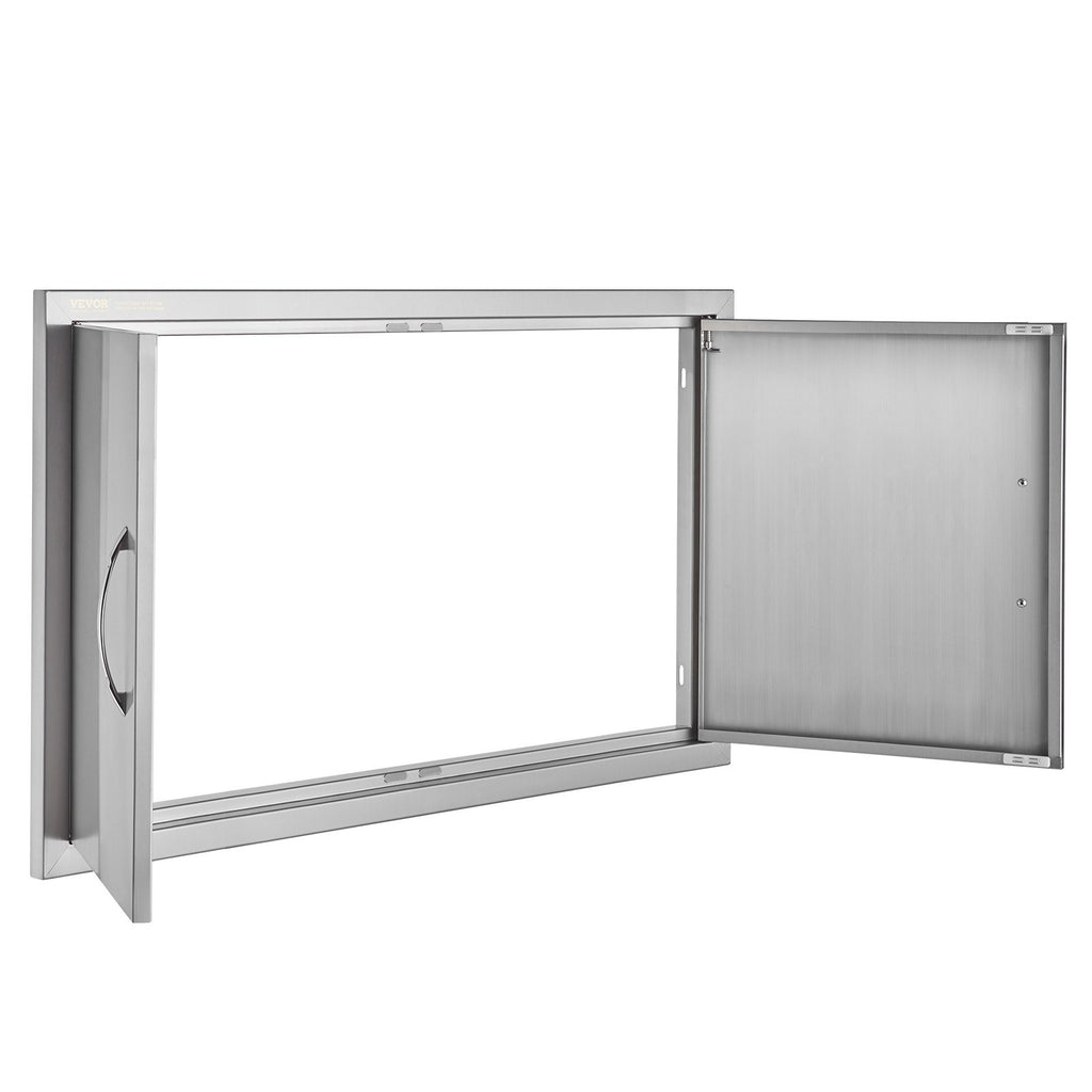 BBQ Access Door, 915x533 mm Double Outdoor Kitchen Door, Stainless Steel Flush Mount Door, Wall Vertical Door with Handles, for BBQ Island, Grilling Station, Outside Cabinet