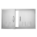 BBQ Access Door, 914x534 mm Double Outdoor Kitchen Door, Stainless Steel Flush Mount Door, Wall Vertical Door with Handles and Vents, for BBQ Island, Grilling Station, Outside Cabinet