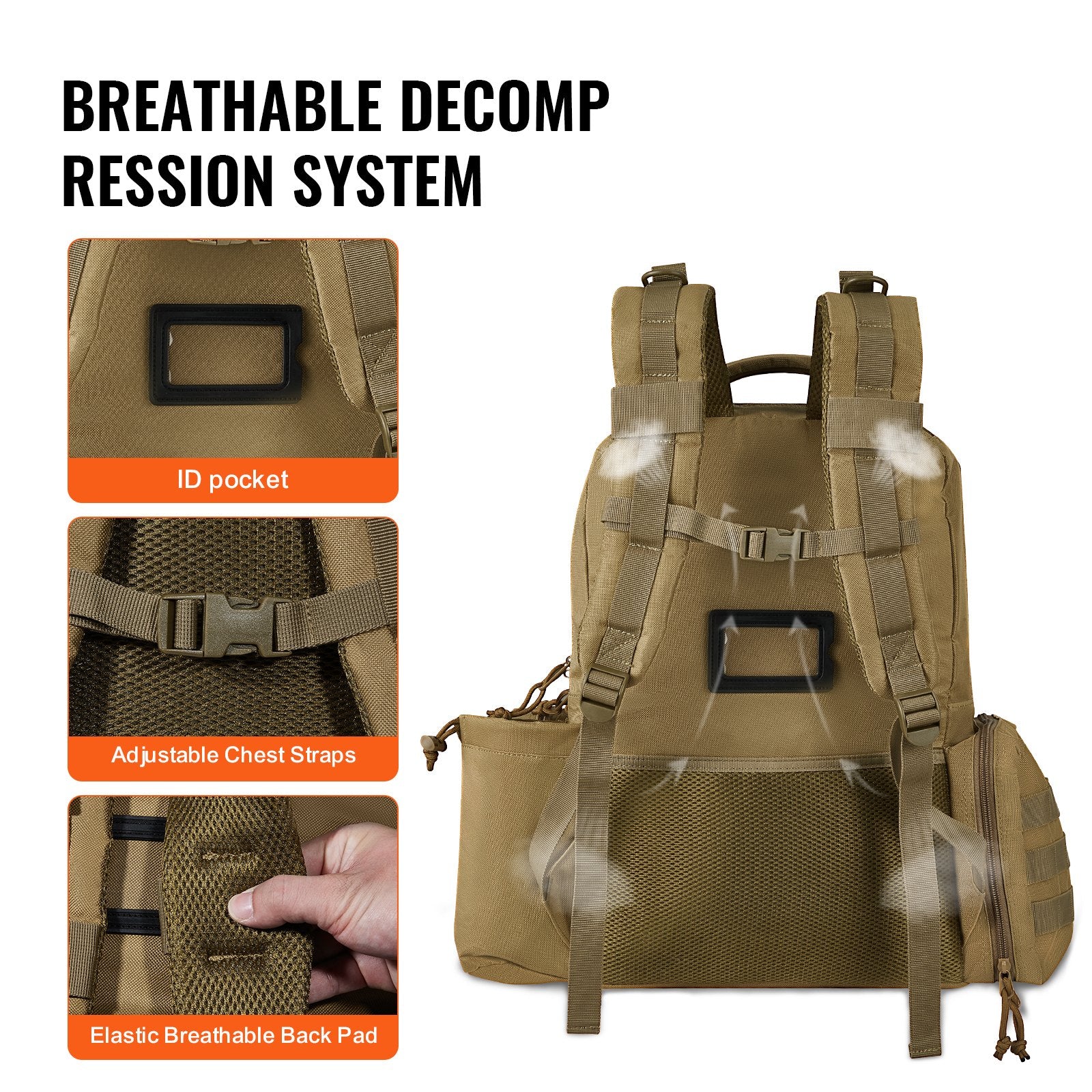 Tactical Range Backpack for 6 Pistols, Gun Backpack with 6 Independent Pistol Bags & 10 Magazines, Pistol Backpack for Outdoor Hunting Shooting, Range Bag for Handguns Lockable Zipper, Brown